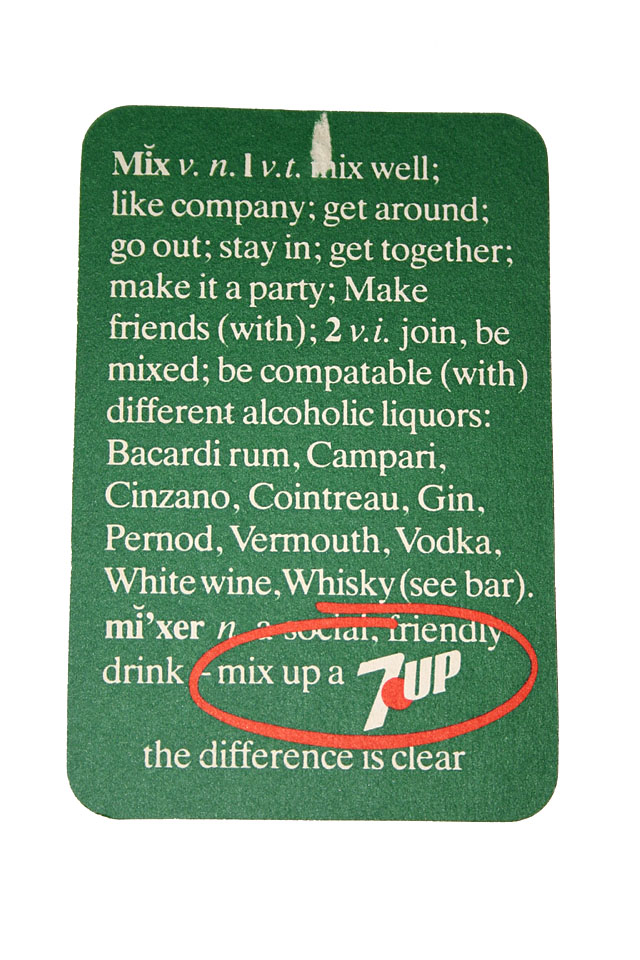 Beermats 7up mixer advice beermat The difference is clear