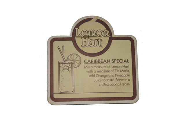 Beermats Lemon Hart Superior Rum coaster with Caribbean Special cocktail recipe here on the reverse