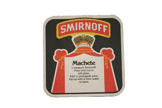 Beermats Smirnoff Vodka Machete recipe 1 measure of smirnoff half pineapple juice tonic water to taste