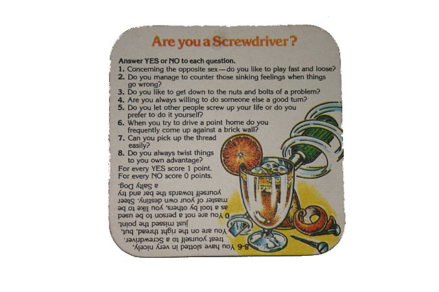 Beermats Smirnoff Vodka Screwdriver recipe  revserse Are you a Screwdriver quiz
