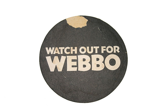 Beermats Websters Yorkshire Bitter beermat reverse Watch Out For Webbo slogan