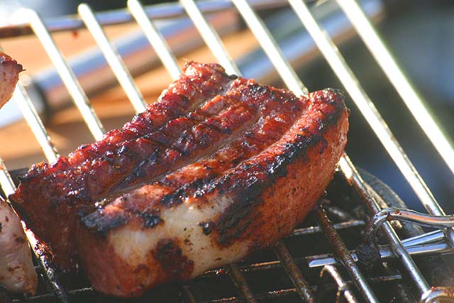 Food Chinese pork belly cooked on a barbecue