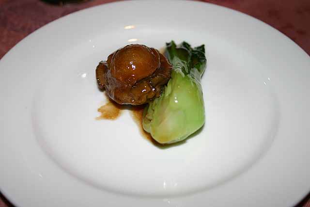 Food Closeup of Chinese Abalone and a Pak Choi Heart
