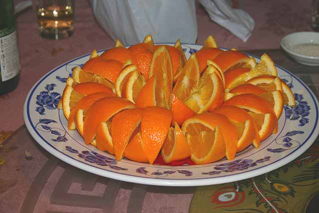 Food Plate of sliced Orange segments