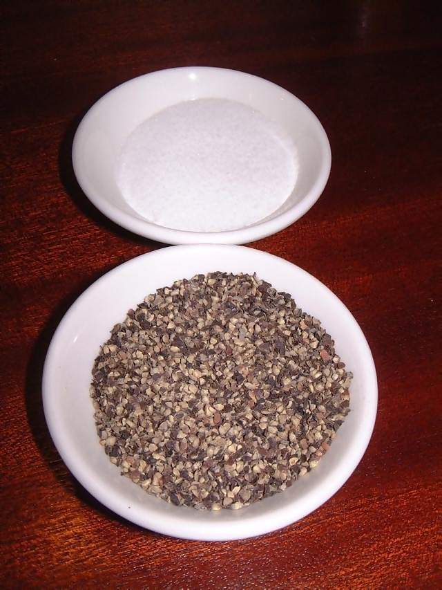 Food Small bowls of salt and pepper