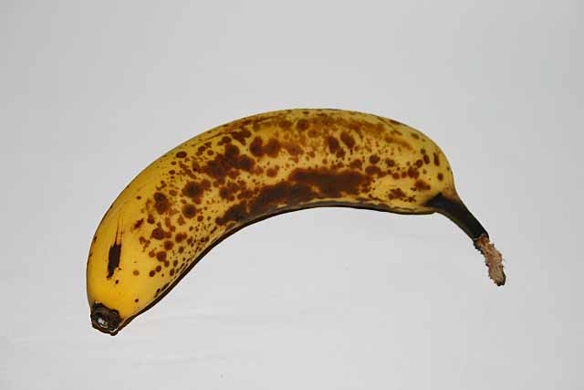 Fruit Mottled yellow and black ripe banana