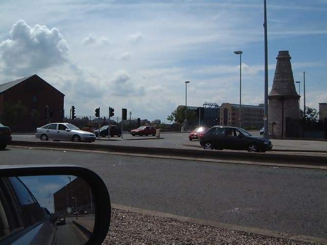 Vehicles Cars outside the entrance  to the Albert Dock in Liverpool