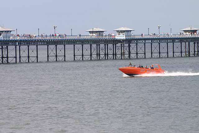 Vehicles Speedboat jet boat ride coming in to port at Llandudno